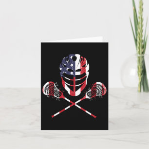 Cartão Helmet Lacrosse American Flag Lax Stick 4th Of Ju