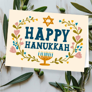 Cartão HELY HANUKKAH, terra floral judia, personalizável