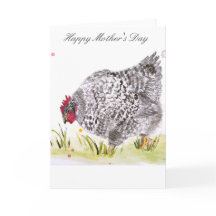 Hen chicken greeting card Mother's Day