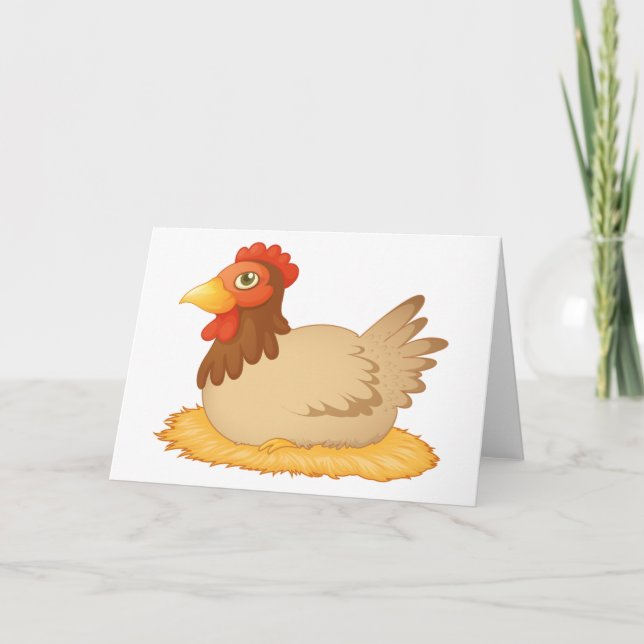 Cartão Hen Laying On A Nest Greeting Cards (Frente)