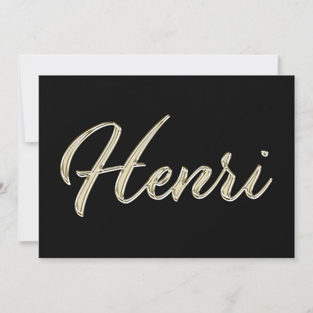 Cartão Henri Name white gold Handwriting Karte (Frente)