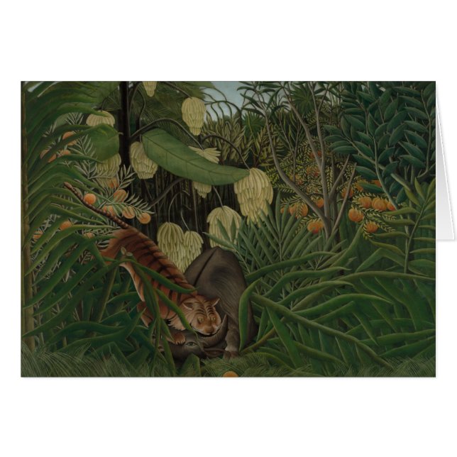 Cartão Henri Rousseau - Fight Between a Tiger (Frente Horizontal)