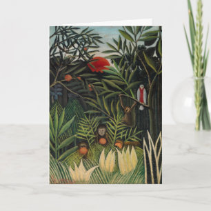 Cartão Henri Rousseau - Macacos & Papagaio na Floresta Vi