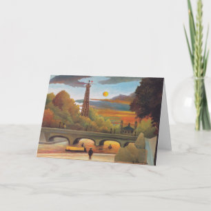 Cartão Henri Rousseau - Torre Seine e Eiffel em Sunset