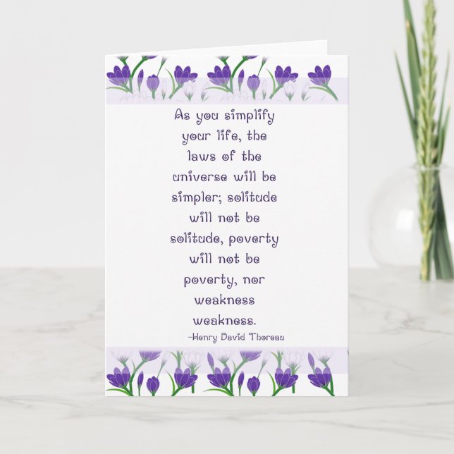 Cartão Henry David Thoreau Quote-  Spring Crocus Flowers (Frente)