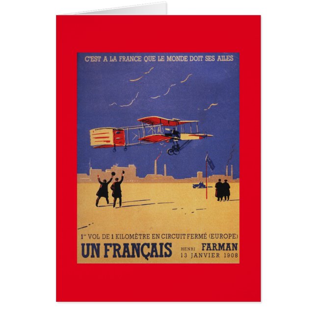 Cartão Henry Farman voa em Issy-les-Moulineaux (Frente)