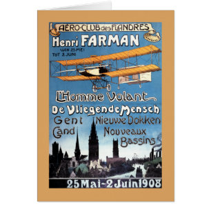 Cartão Henry Farman Voa o Homem Voador Poster