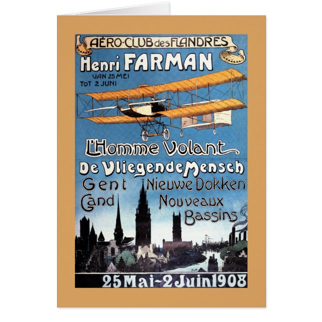 Cartão Henry Farman Voa o Homem Voador Poster (Frente)