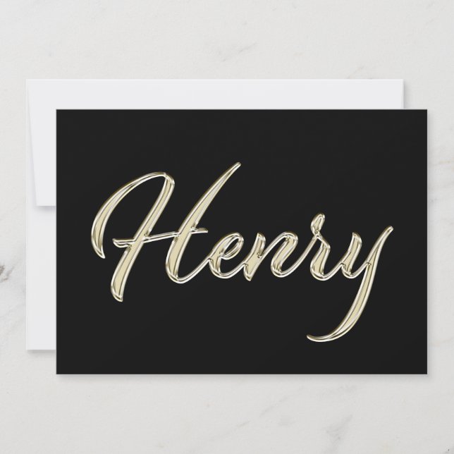 Cartão Henry Name white gold Handwriting Karte (Frente)