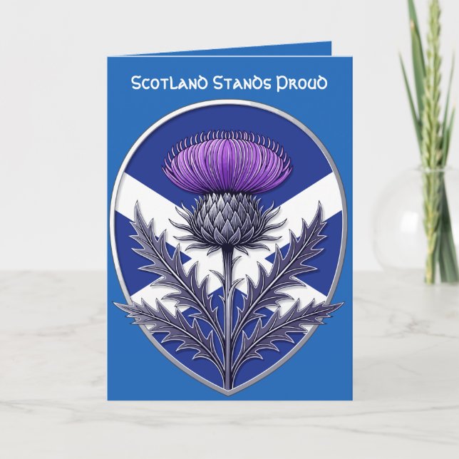 Cartão Heraldic Purple Thistle and Saltire  (Frente)