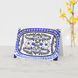 Cartão Herança hispânica Blue Talavera Saudação