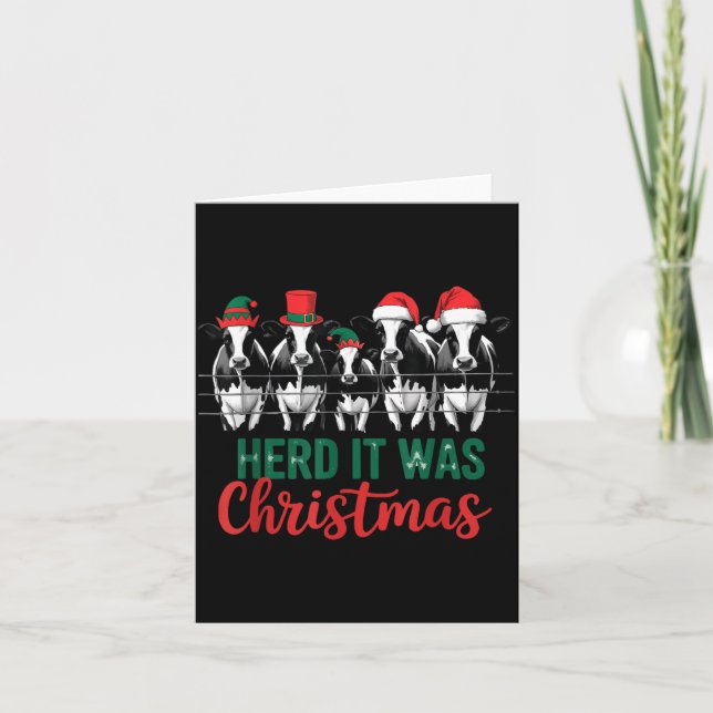 Cartão Herd It Was Christmas Cute Festive Cows Xmas Holid (Frente)