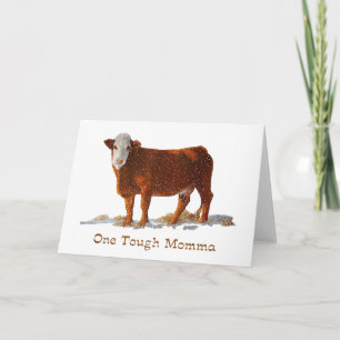 Cartão Hereford Cow: Uma mamã difícil: Dia de as mães