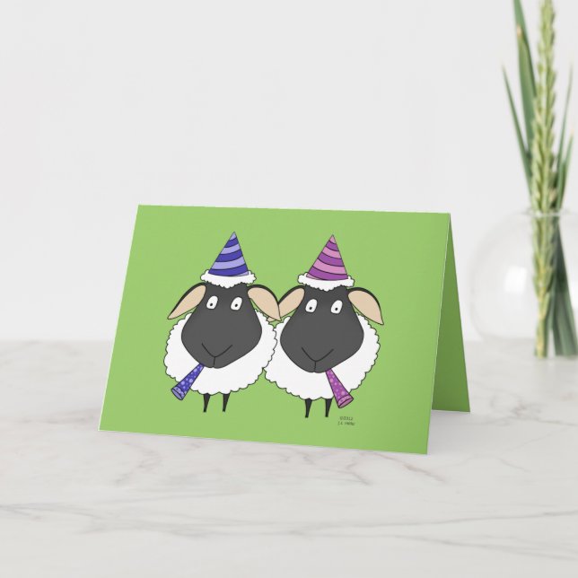 Cartão Here's Two Ewe Congratulations (Frente)