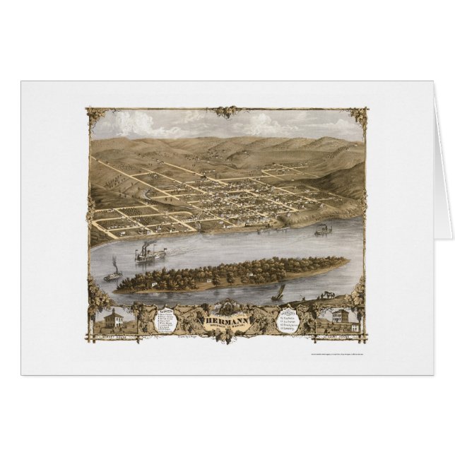 Cartão Hermann, mapa panorâmico do MO - 1869 (Frente Horizontal)