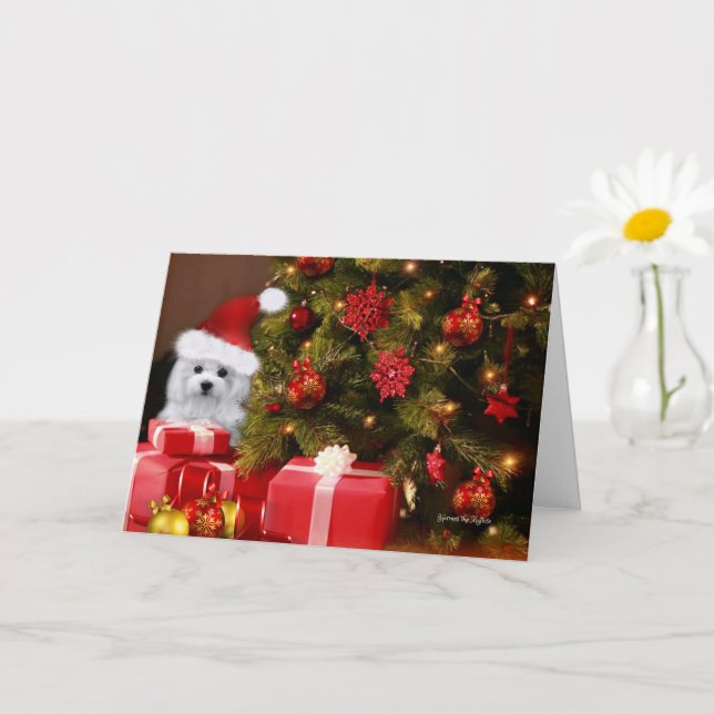 Cartão Hermes the Maltese Christmas Greeting Card (Planta pequena)