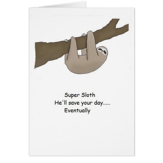 Cartão Herói super da preguiça (Frente)