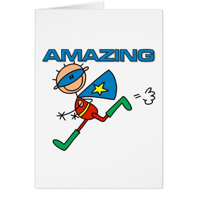 Cartão Herói surpreendente do menino (Frente)