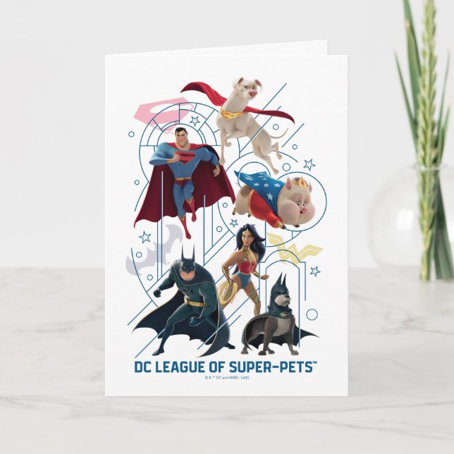 Cartão Heróis e Super-Animais da Trinidade DC (Frente)