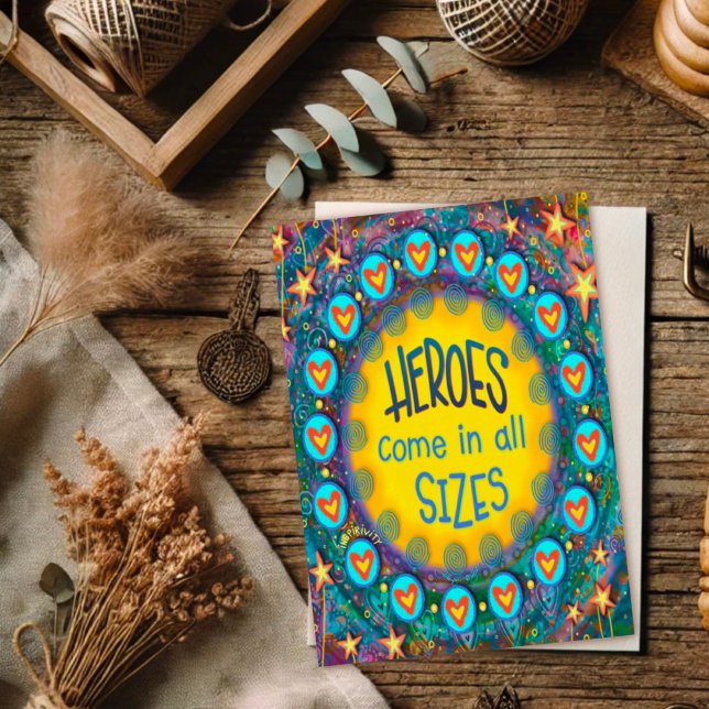 Cartão Heróis vêm em todos os tamanhos Obrigado Inspirivi (Criador carregado)