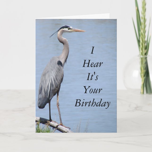 Cartão Heron Happy Birthday Card Template (Frente)