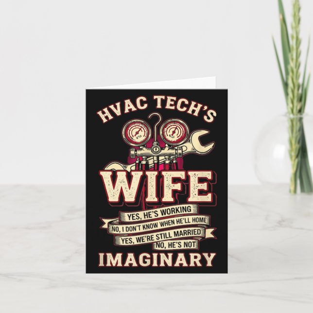 Cartão He's Not Imaginary Funny Hvac Tech Wife Women Girl (Frente)