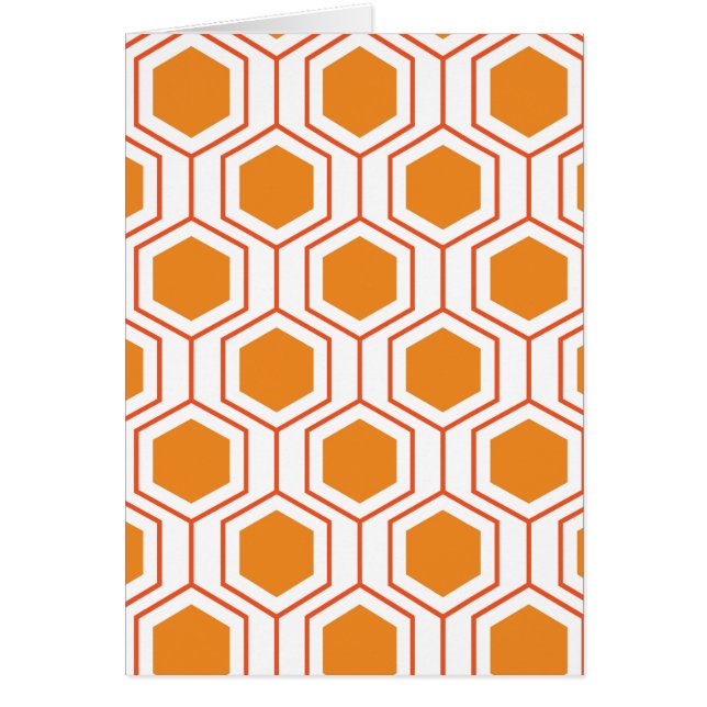 Cartão Hexagon abstract geometrical pattern in orange and (Frente)