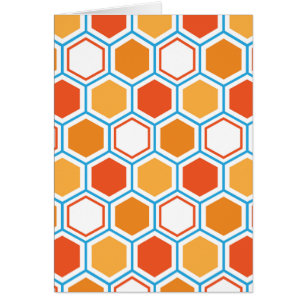 Cartão Hexágono em laranja, azul e branco