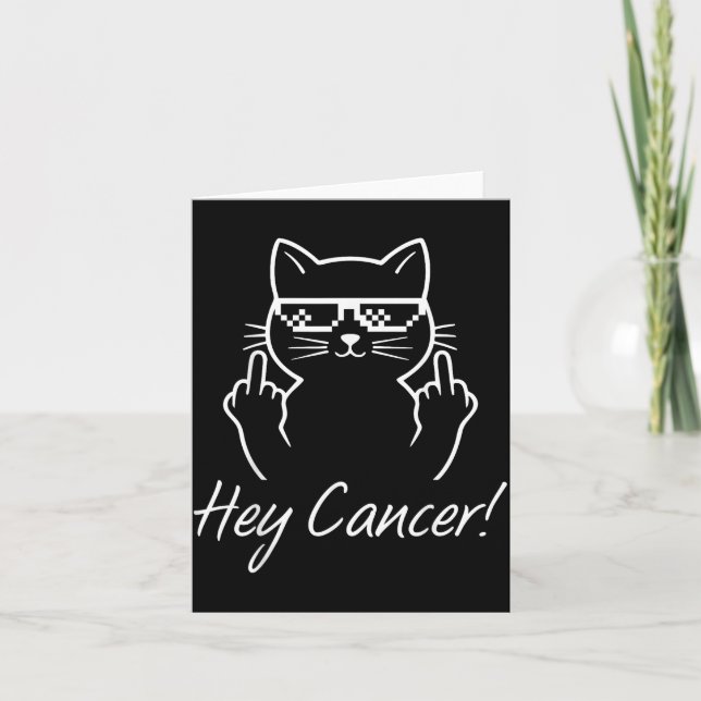 Cartão Hey Cancer Fu For Cancer Funny Cat Breast Cancer A (Frente)