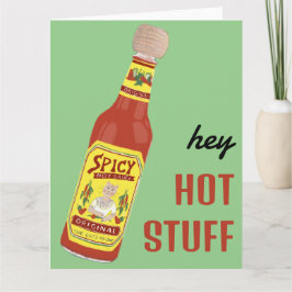 Cartão HEY HOT STUFF Molho Picante Quente Gatinho Fofo Di