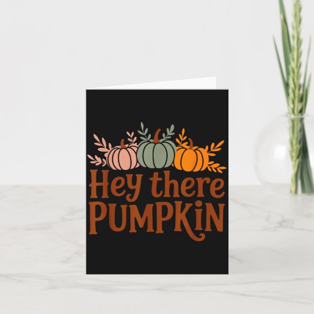 Cartão Hey There Pumpkin,trendy Fall Autumn Halloween Ret (Frente)