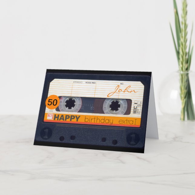 Cartão HGC personalizado de 50 anos da Audiotape Retro (Frente)