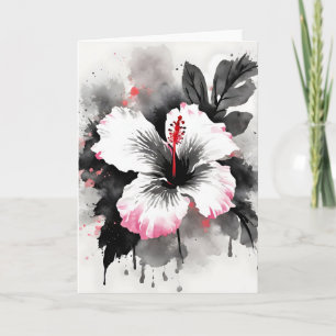 Cartão Hibisco - Flores de aquarela