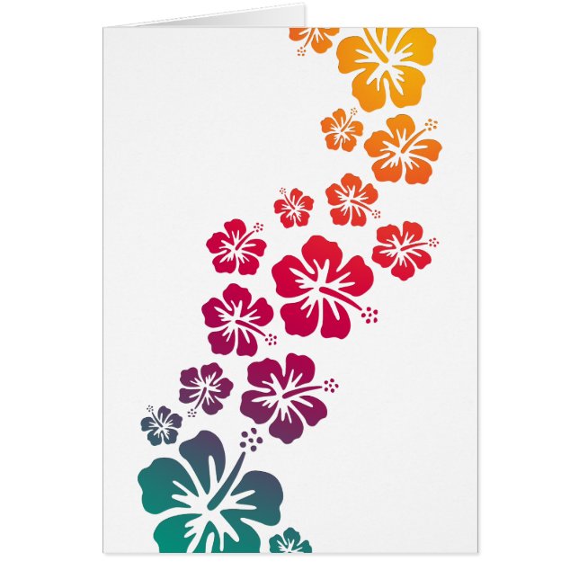 Cartão hibisco floresce colorido (Frente)