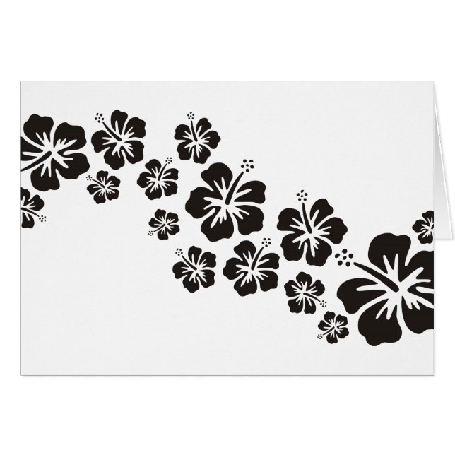 Cartão hibisco floresce em preto (Frente Horizontal)