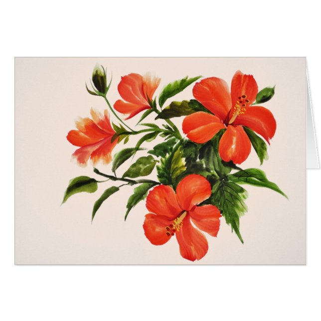 Cartão Hibiscus vermelho quente (Frente Horizontal)