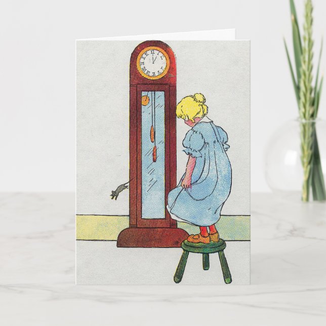 Cartão Hickory, Dickory, Mãe Dock Goose Nursery Rhyme (Frente)