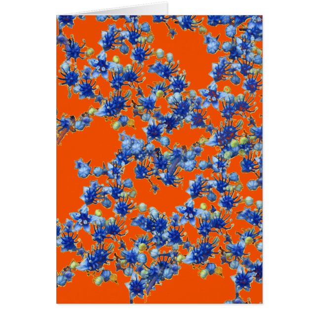 Cartão hidrangea laranja e azul (Frente)