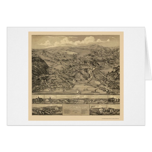 Cartão Higganum, mapa panorâmico do CT - 1881 (Frente Horizontal)