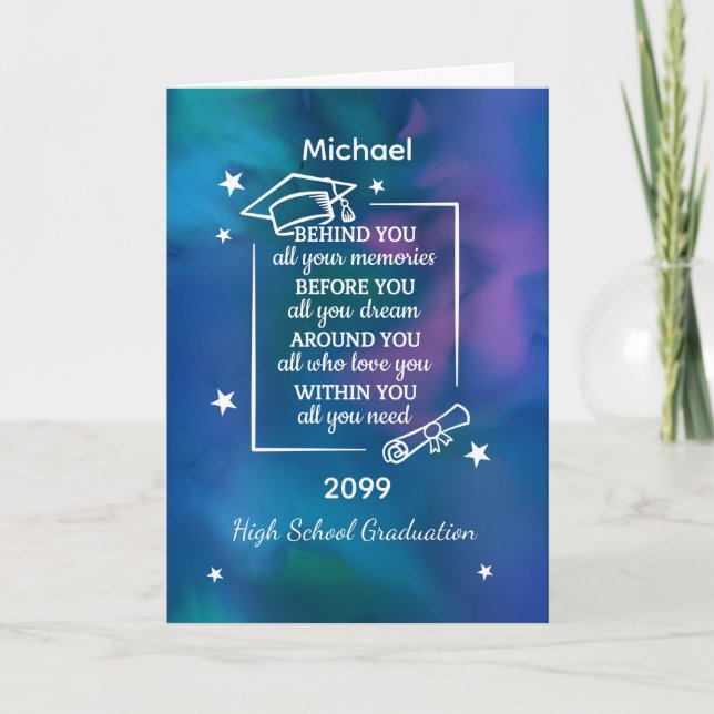 Cartão High School Graduation Custom Name and Year (Frente)