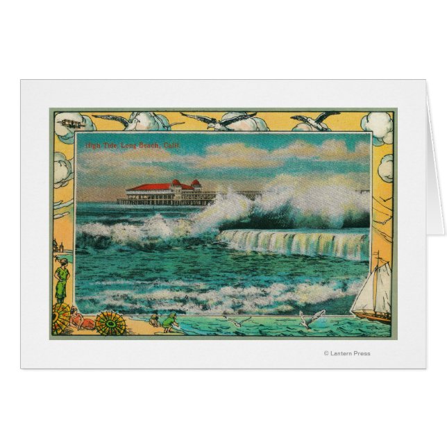 Cartão High Tide em Long Beach, Califórnia (Frente Horizontal)