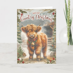 Cartão Highland Cow Christmas