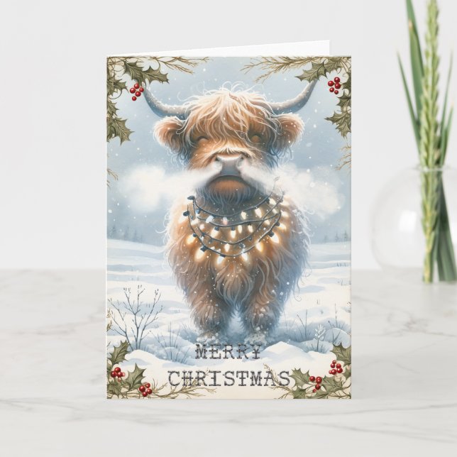 Cartão Highland Cow Christmas (Frente)