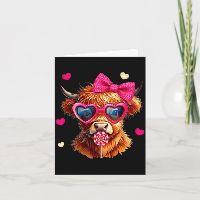 Cartão Highland Cow Valentines Day Funny Hearts Valentine (Frente)