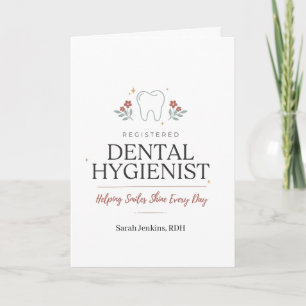 Cartão Higienista Dental Registrada Personalizada Floral