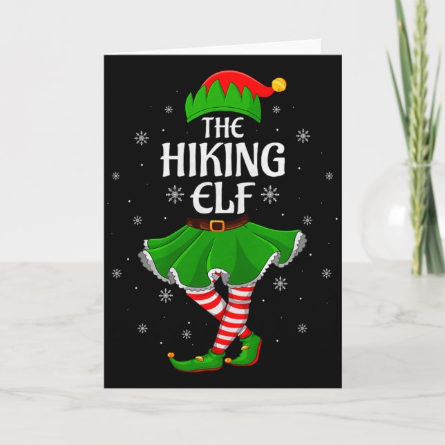 Cartão Hiking Elf Christmas Family Girls Women Elf Squad  (Frente)