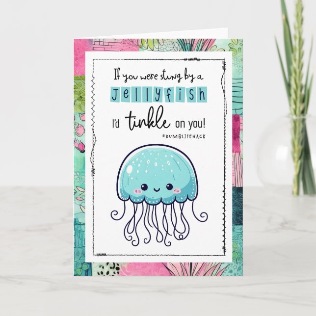 Cartão Hilarious BFF Jellyfish Here For You Friend  (Frente)