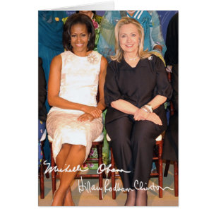 Cartão Hillary Clinton e Michele Obama