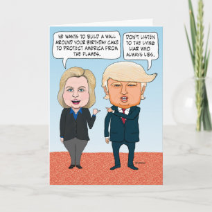Cartão Hillary Clinton engraçada e aniversário de Donald