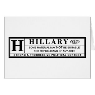 Cartão Hillary Clinton - etiqueta de aviso